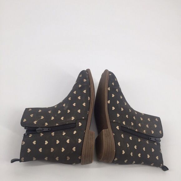 Carter's Heart Print Ankle Boots Size 12 Toddler Gray Gold Booties Kids Girls - Picture 7 of 9